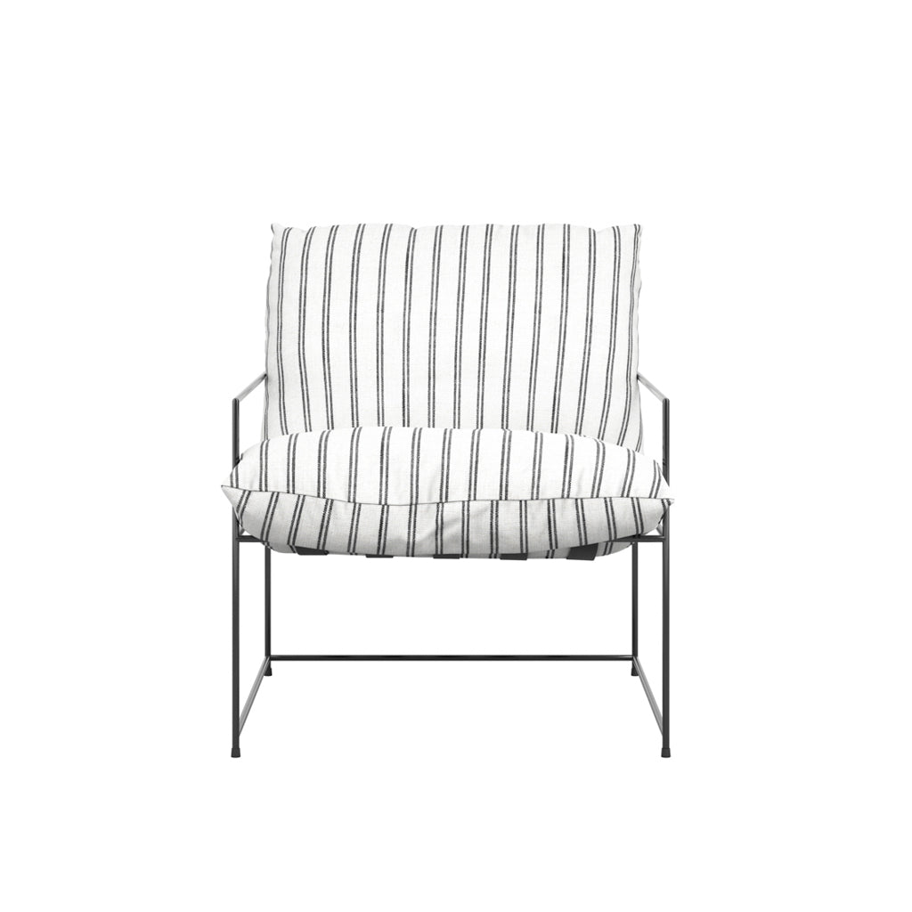 Brook Chalk White Stripe Cushioned Armchair